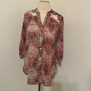 Figure & Flower Top Small S 3/4 sleeve Fall Autumn